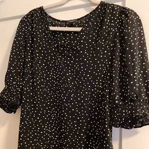 Ann Taylor Factory Polka Dot Puff Sleeve Top (M)